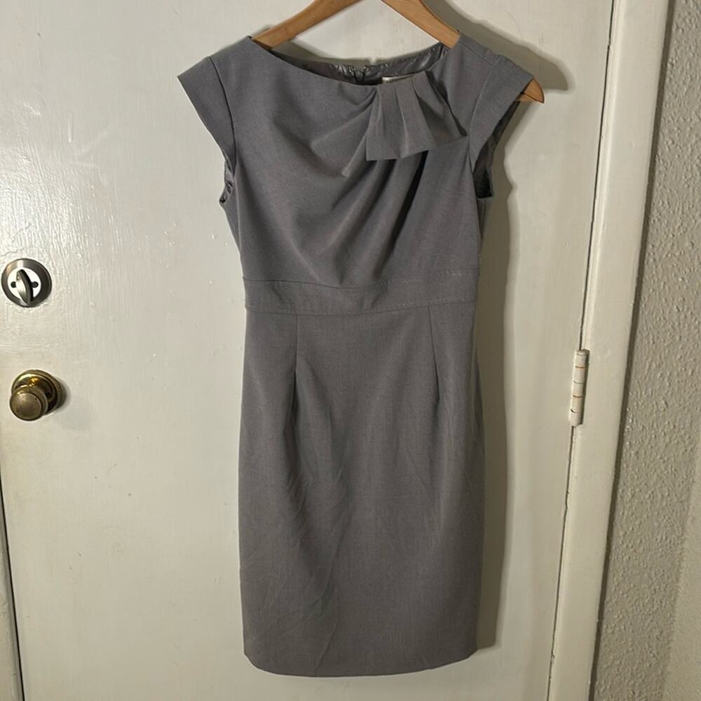 Sandra Darren Sleeveless Gray Dress Large Bow 4P Corporate Siren Coquette Girl